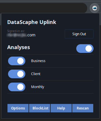 Extension logged in status with analyses